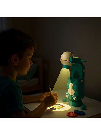 Eğitici Projeksiyonlu Çizim Oyuncağı – 6 Slayt Diskli Işıklı Çizim Projektörü