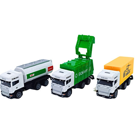 New Hood 3'lü Set Metal Diecast Küçük Kamyonlar 61507