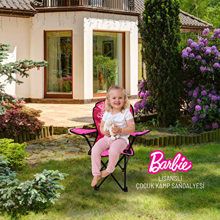 Barbie Katlanabilir Çocuk Kamp Sandalyesi - Açık Pembe