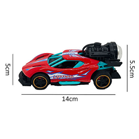 Spray Fonksiyonlu Pilli Metal Çek Bırak Araba Sesli Işıklı Kırmızı