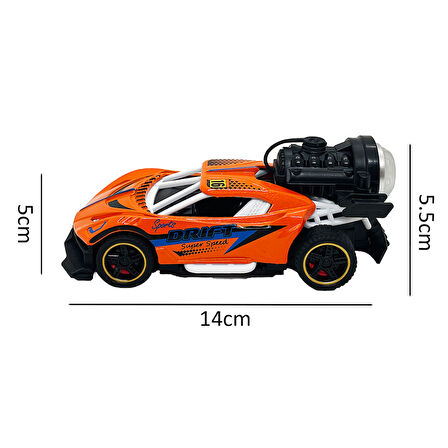 Spray Fonksiyonlu Pilli Metal Çek Bırak Araba Sesli Işıklı Turuncu