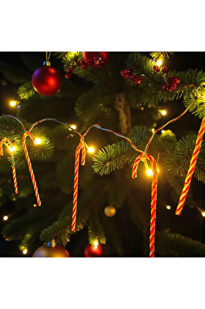 YILBAŞI LED ZİNCİR IŞIK BASTON ŞEKER 170CM 10 LED AST6008