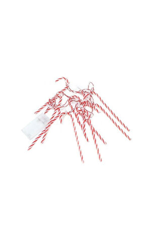 YILBAŞI LED ZİNCİR IŞIK BASTON ŞEKER 170CM 10 LED AST6008