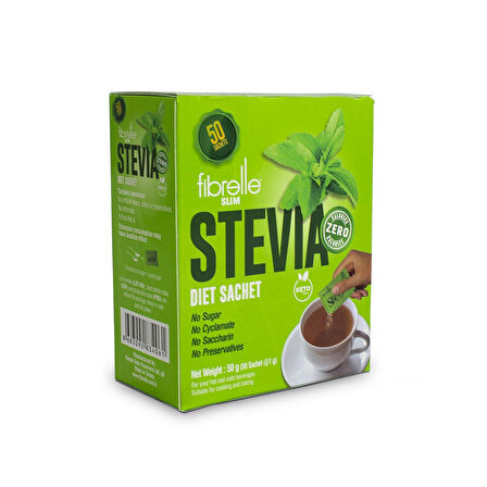 Fibrelle Slim Sachet Sweetener with Stevia ( 50 Sachet/Box ) 1 g = 15 g