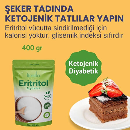 Fibrelle 400 g Eritritol 1 paket. Keto / Ketojenik / Vegan diyete uygundur.