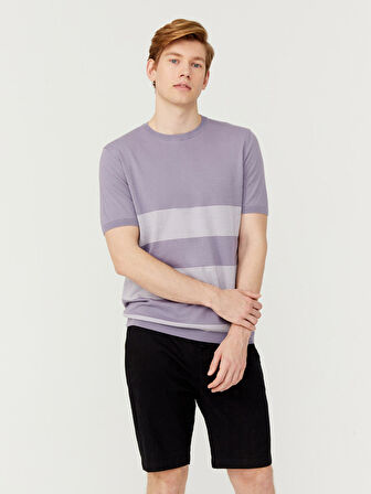 Lila Regular Fit Pamuklu Kazak