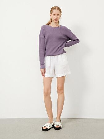 Lila Regular Fit Pamuklu Kazak