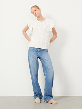 Ekru Regular Fit Pamuklu Bluz