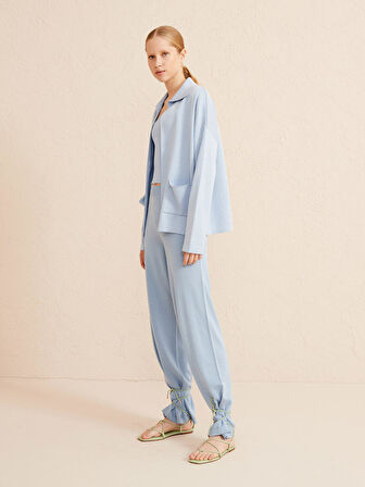 Mavi Oversize Pamuklu Ceket