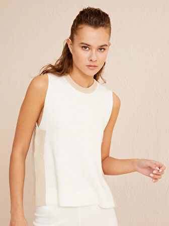 Ekru Regular Fit Pamuklu Bluz