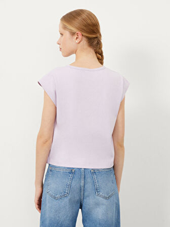 Lila Regular Fit Pamuklu Tişört