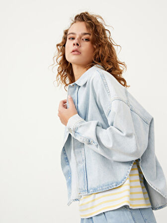 Mavi Oversize Pamuklu Denim Ceket