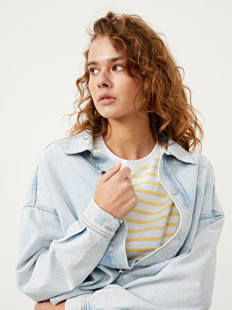 Mavi Oversize Pamuklu Denim Ceket