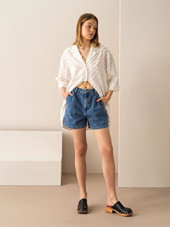 Mavi Regular Fit Pamuklu Denim Şort