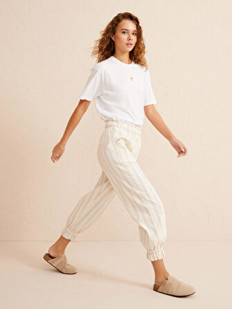 Sarı Regular Fit Pamuklu Pantolon
