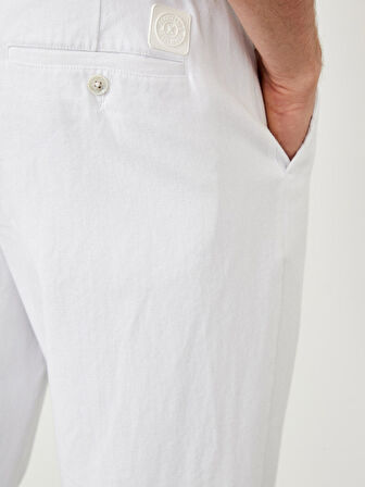 Beyaz Regular Fit Pamuklu Pantolon
