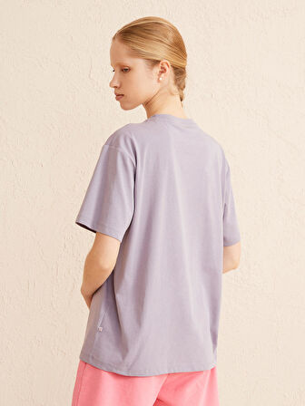 Lila Big Oversize Pamuklu Tişört