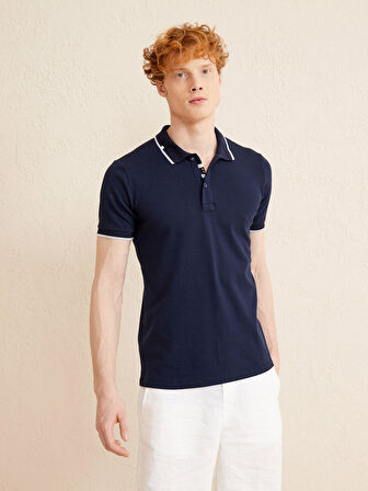 Lacivert Slim Fit Pamuklu Tişört