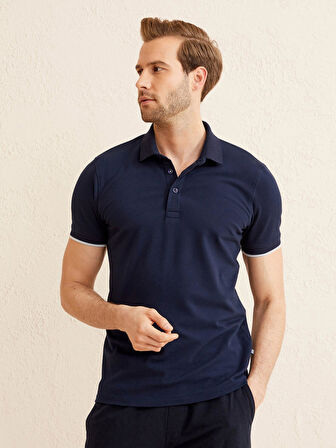 Lacivert Slim Fit Pamuklu Tişört