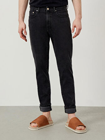 Gri Regular Fit Pamuklu Denim Pantolon