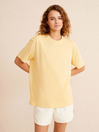 Sarı Big Oversize Pamuklu Tişört