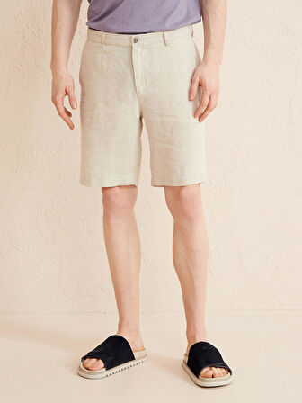 Naturel Regular Fit Keten Şort