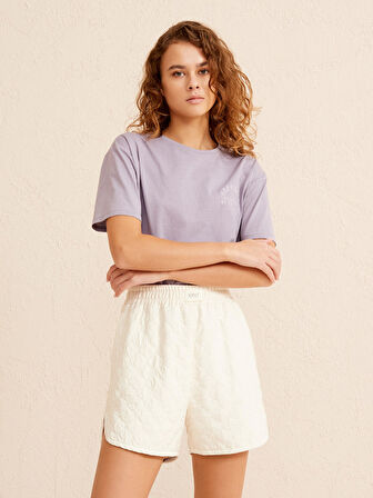 Ekru Regular Fit Pamuklu Şort