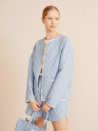 Mavi Oversize Pamuklu Ceket