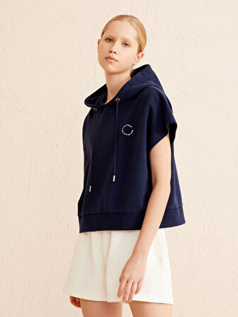 Lacivert Oversize Pamuklu Sweatshirt