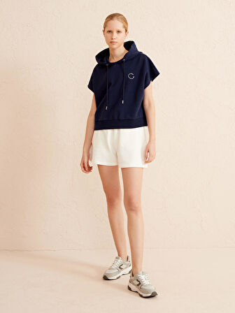 Lacivert Oversize Pamuklu Sweatshirt