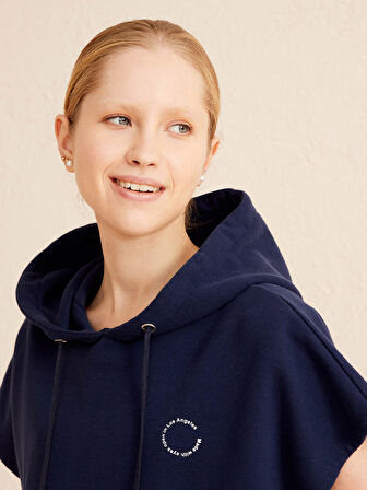 Lacivert Oversize Pamuklu Sweatshirt