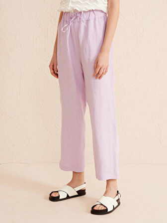 Lila Regular Fit Keten Pantolon
