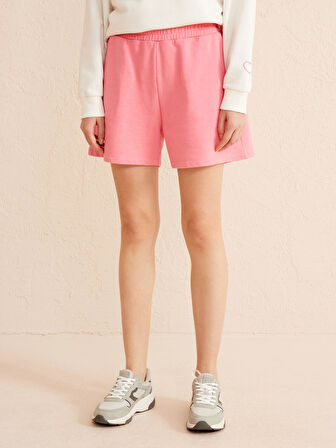 Pembe Regular Fit Pamuklu Şort