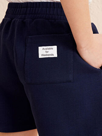 Lacivert Regular Fit Pamuklu Şort