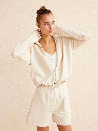 Bej Oversize Pamuklu Sweatshirt