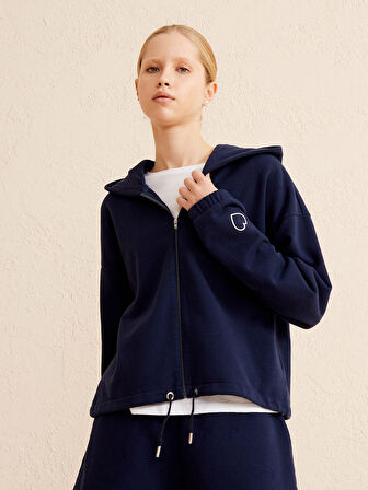Lacivert Oversize Pamuklu Sweatshirt