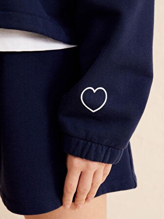 Lacivert Oversize Pamuklu Sweatshirt