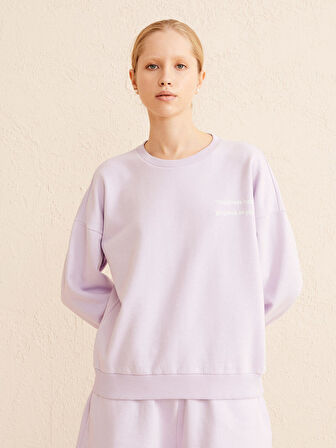 Lila Big Oversize Pamuklu Sweatshirt