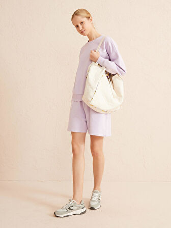 Lila Big Oversize Pamuklu Sweatshirt