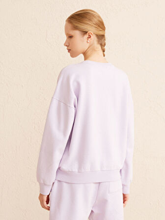 Lila Big Oversize Pamuklu Sweatshirt
