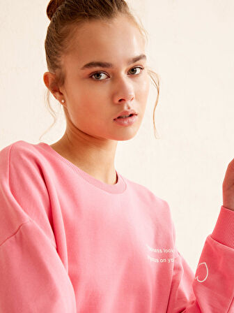 Pembe Big Oversize Pamuklu Sweatshirt
