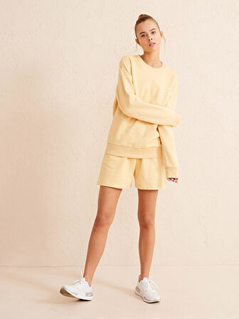 Sarı Big Oversize Pamuklu Sweatshirt