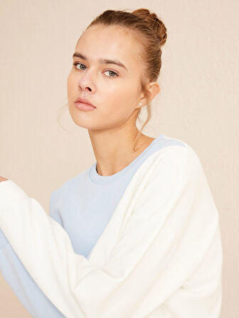 Mavi Oversize Pamuklu Sweatshirt