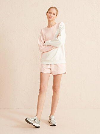 Pudra Rengi Oversize Pamuklu Sweatshirt