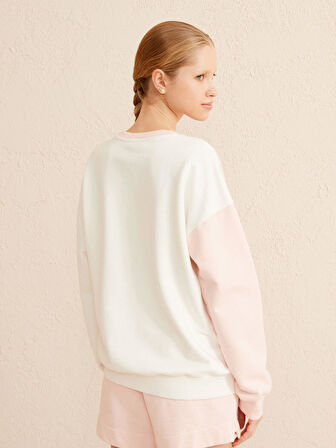 Pudra Rengi Oversize Pamuklu Sweatshirt