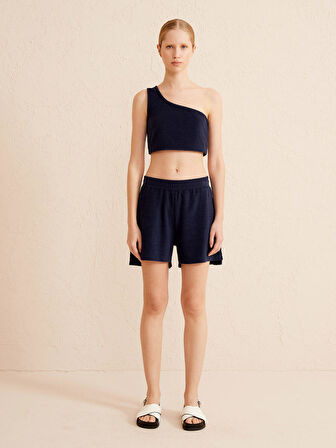 Lacivert Regular Fit Pamuklu Şort