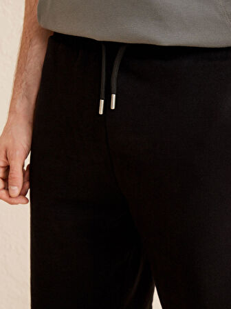 Siyah Regular Fit Pamuklu Sweat Şort