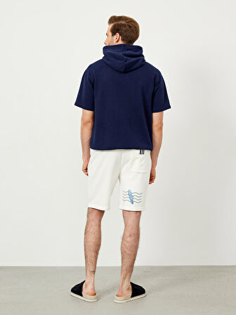 Ekru Regular Fit Pamuklu Sweat Şort