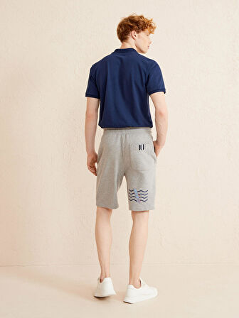 Gri Regular Fit Pamuklu Sweat Şort