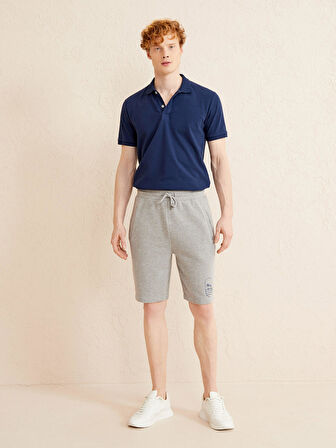 Gri Regular Fit Pamuklu Sweat Şort